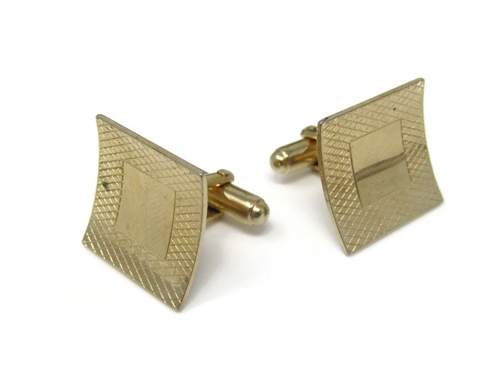 Curved Square Cufflinks for Men: Vintage Gold Tone - Stand Out from the Crowd with Class