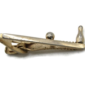 Bowling Ball And Pin Tie Clip Tie Bar Men&#39;s Jewelry Gold Tone