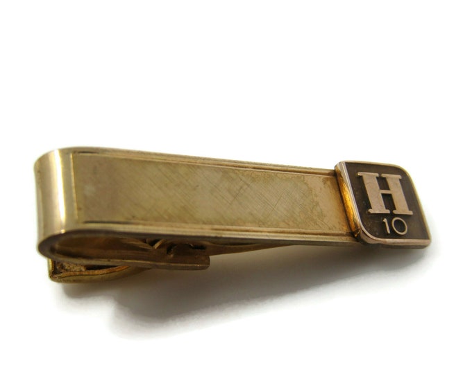H Logo 10 Years High Quality Tip Tie Bar Clip Vintage Gold Tone Stand Out w/ Style Fit In with Class