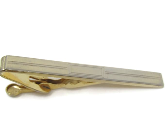 Classic Groove Style Tie Clip Bar Gold Tone Vintage Men's Jewelry Nice Design