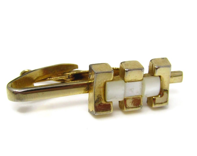 Cool Tie Clip Vintage Mens Tie Bar Retro Mother of Pearl Design Gift for Dad Son Husband Brother