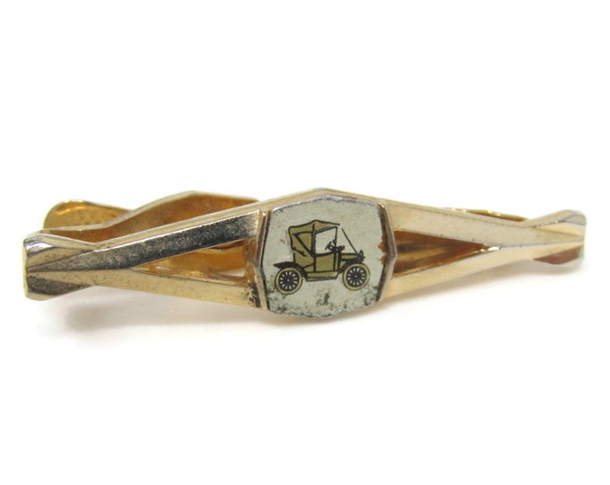Antique Car Tie Clip Bar Gold Tone Vintage Men's Jewelry Nice Design