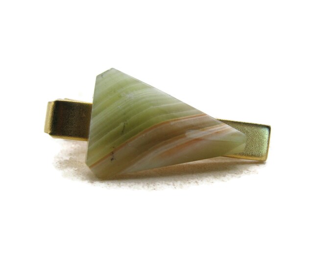 White Triangle Stone Tie Clip Tie Bar Men's Jewelry Gold Tone