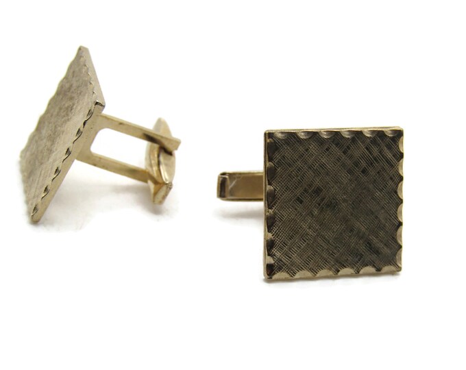 Brushed Finish Beveled Edge Square Cuff Links Men's Jewelry Gold Tone