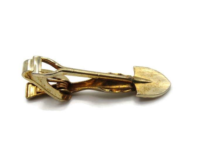 Shovel Gardening Landscaping Tool Gold Tone Tie Bar Tie Clip Men's Jewelry