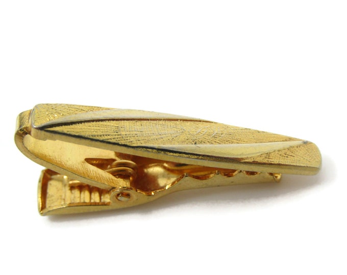 Modernist Design Tie Bar Clip Vintage Gold Tone Stand Out w/ Style Fit In with Class