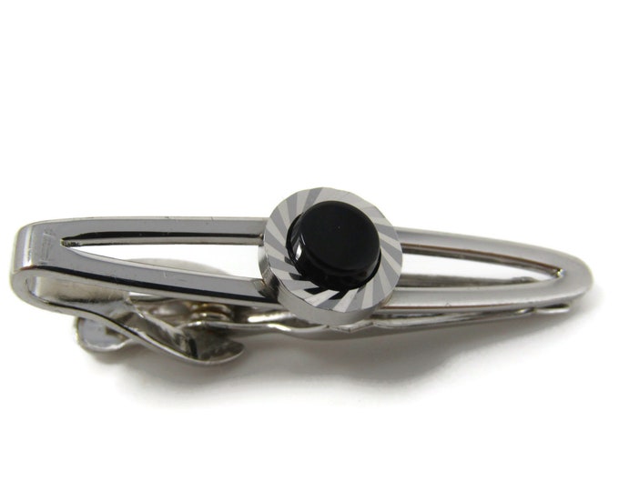 Black Center Tie Clip Tie Bar: Vintage Silver Tone - Stand Out from the Crowd with Class