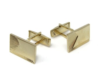 Vintage Gold Tone Cufflinks: Modernist Rectangles Men's Jewelry