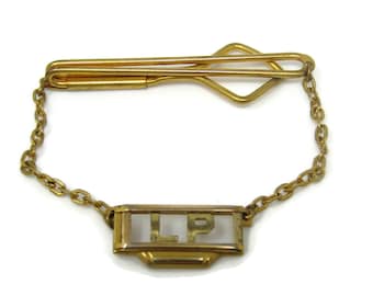 Vintage Art Deco Gold Tone Tie Bar Clip with LP