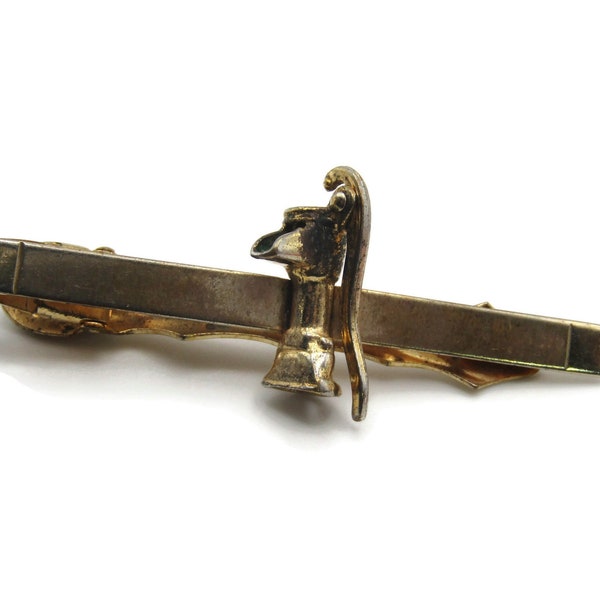 Vintage Water Pump Tie Clip Gold Tone Tie Bar Men's Jewelry