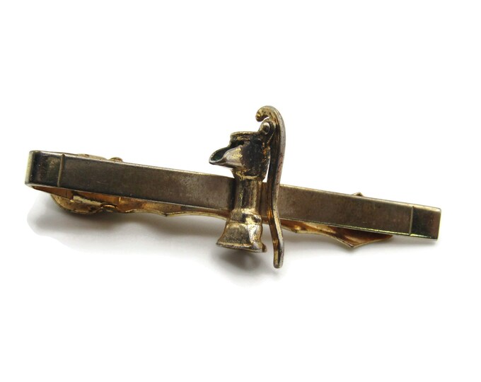 Vintage Water Pump Tie Clip Gold Tone Tie Bar Men's Jewelry