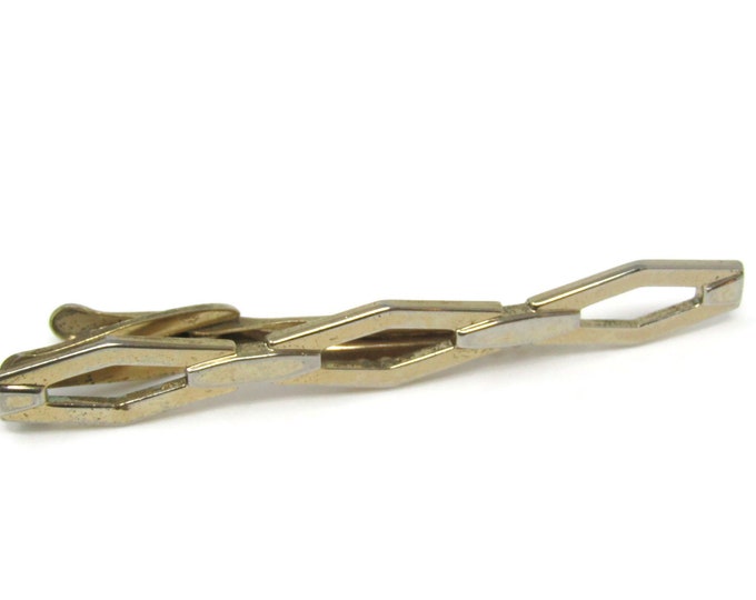 Large Chain Link Tie Clip Bar Gold Tone Vintage Men's Jewelry Nice Design