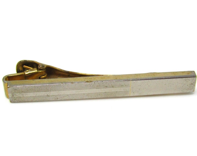 Classic Tie Clip Vintage Tie Bar Faded Gold Tone Thick Gift for Dad Son Husband Boyfriend