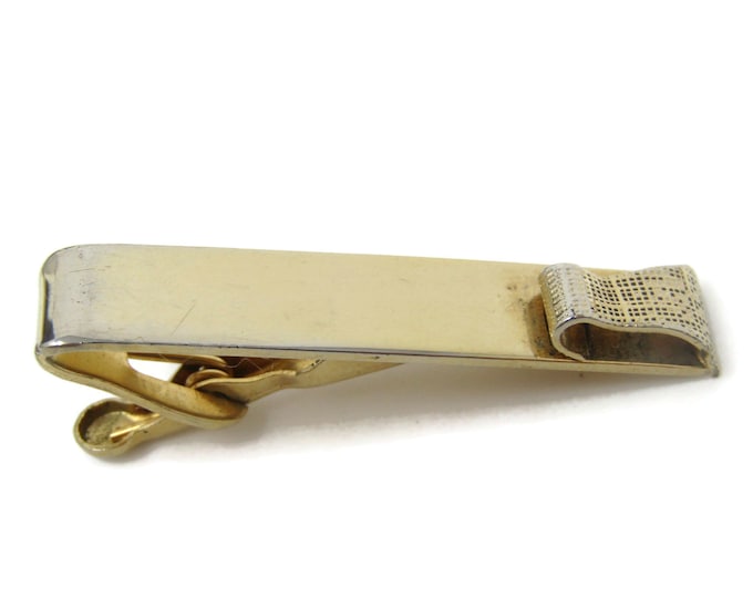 Textured Tip Tie Bar Clip Gold Tone Stand Out w/ Style Fit In with Class