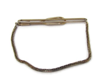 Chain Rectangle Links Tie Clip Tie Bar: Vintage Gold Tone - Stand Out from the Crowd with Class