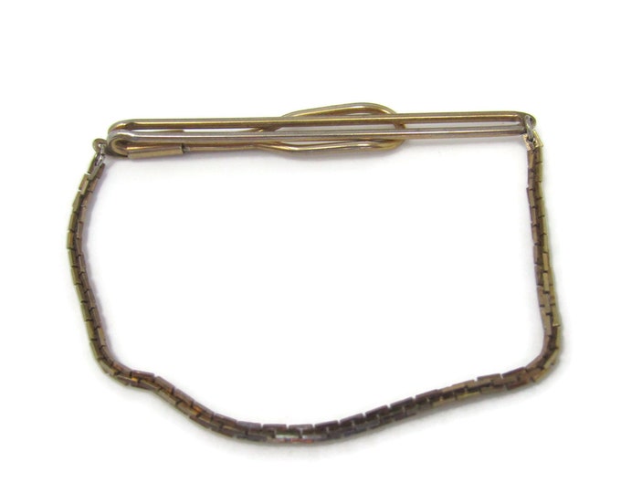 Chain Rectangle Links Tie Clip Tie Bar: Vintage Gold Tone - Stand Out from the Crowd with Class