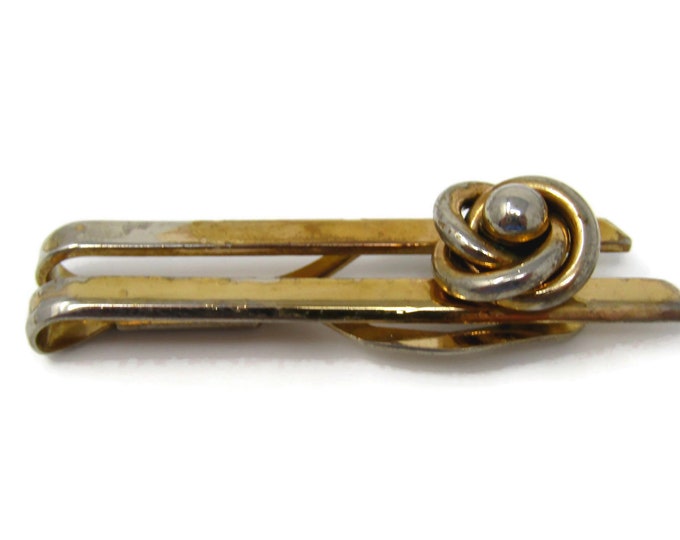 Men's Tie Clip Vintage Infinity Knot Ball Center Gold Tone