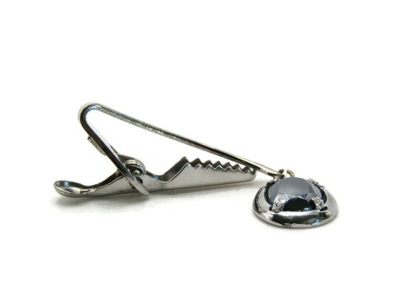Black Shiny Stone Charm Curved Tie Clip Tie Bar M… - image 2
