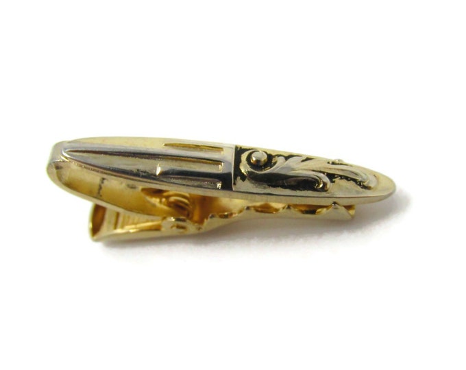 Fancy Leaf Tie Clip Tie Bar: Vintage Gold Tone - Stand Out from the Crowd with Class