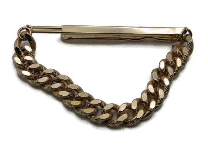 Classic Tie Bar & Textured Chain Tie Clip Tie Bar Men's Jewelry Gold Tone