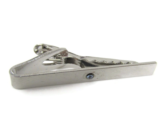 Blue Jewel Textured Tie Clip Tie Bar: Vintage Silver Tone - Stand Out from the Crowd with Class