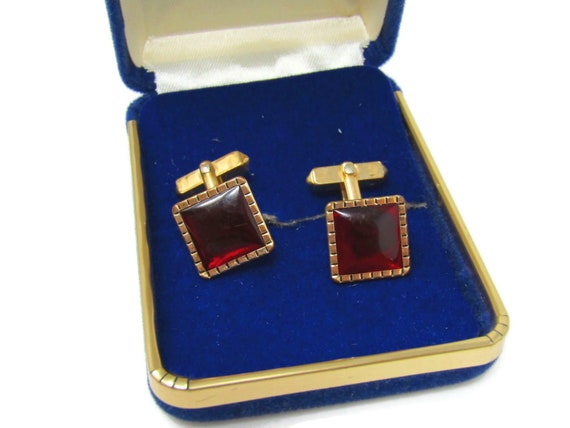 Men's Cufflinks Set Vintage Deep Red High Quality - image 8