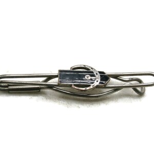 Black Ribbon And Horsehoe Design Tie Clip Tie Bar Men's Jewelry Silver Tone