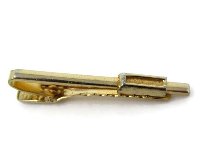 Rectangle Accent Tie Clip Vintage Tie Bar: Gold Tone