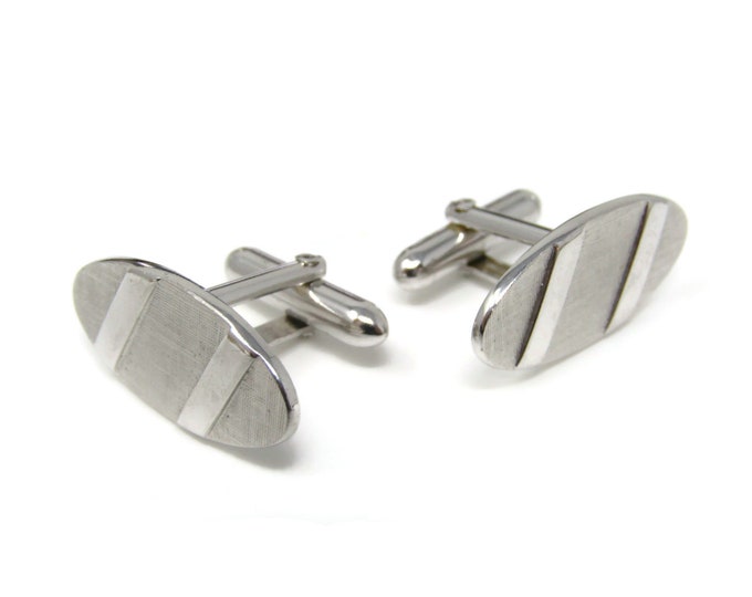 Double Stripe Men's Cufflinks: Vintage Silver Tone - Stand Out from the Crowd with Class