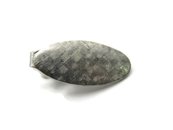 Textured Oval Patterned Retro Classic Design Silv… - image 1