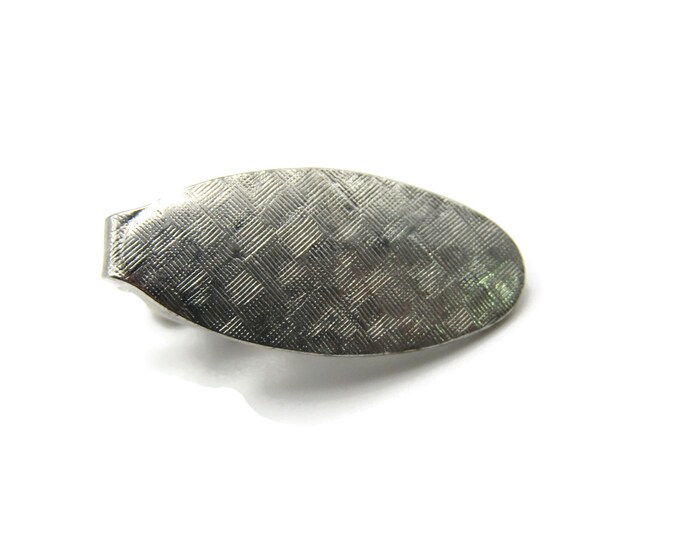 Textured Oval Patterned Retro Classic Design Silver Tone Tie Bar Tie Clip Men's Jewelry