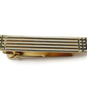 Waffle Texture Ends Tie Bar Clip Gold Tone Vintage Men&#39;s Jewelry Nice Design