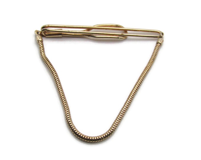 Snake Chain Tie Chain Gold Tone Open Body Tie Bar Modernist Steampunk Men's Jewelry