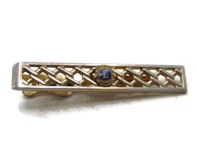 Lions International Crossed Lines Tie Clip Tie Bar Men's Jewelry Gold Tone