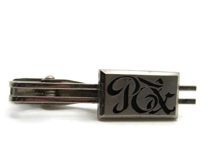 PGX Letter Initial Monogram Tie Clip Tie Bar Men's Jewelry Silver Tone