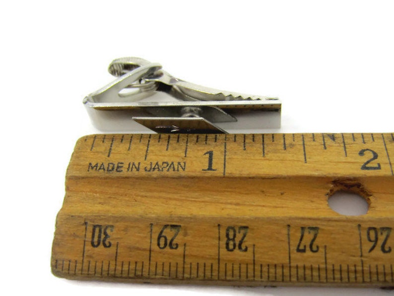 Raised Diamond Shape Tie Clip Vintage Tie Bar Silver Tone