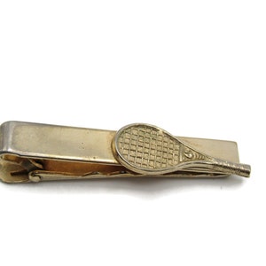 Vintage Gold Tone Tennis Racket Tie Bar: Men&#39;s Jewelry
