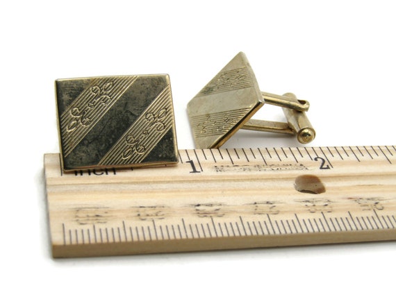 Diagonal Lines & Motif Cuff Links Men's Jewelry G… - image 4