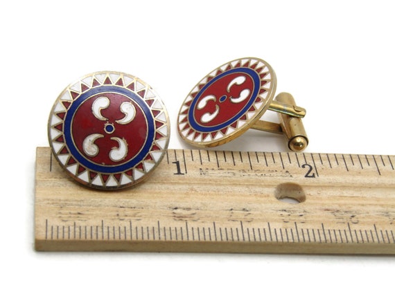 Red White And Blue Pattered Cuff Links Men's Jewe… - image 4