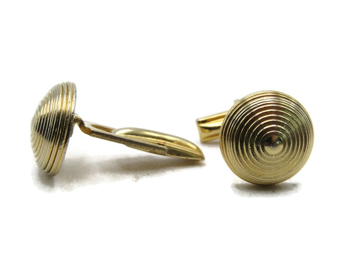 Circle Patterened Cuff Links Gold Tone Men's Jewelry