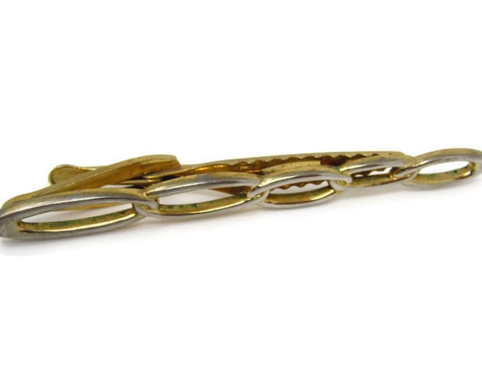 Linked Loops Tie Clip Vintage Tie Bar: Gold Tone Made in USA