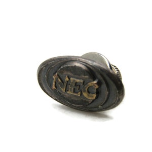 NEC Oval Tie Lapel Pin Men&#39;s Jewelry Silver Tone