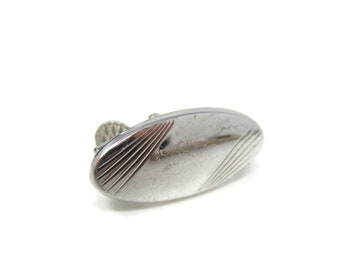 Small Oval Tie Clip Bar Silver Tone Vintage Men's Jewelry Nice Design