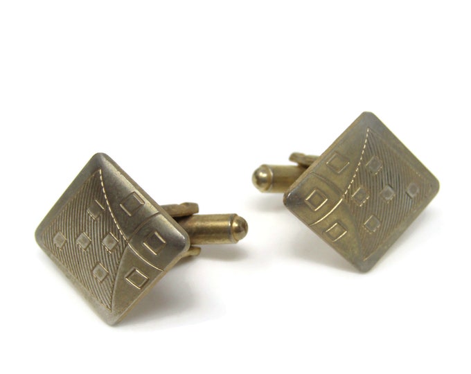 Diamond Shapes Cufflinks Gold Tone Vintage Men's Jewelry Beautiful Design