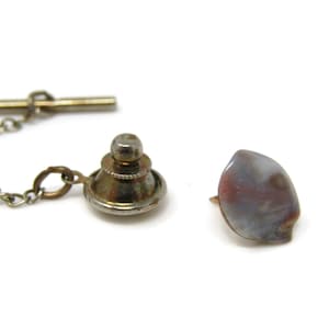 Polished Stone Tie Tack Pin Vintage Men&#39;s Jewelry Nice Design