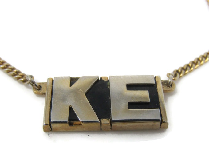 KE Letter Initials Tie Clip Tie Bar: Vintage Gold Tone - Stand Out from the Crowd with Class