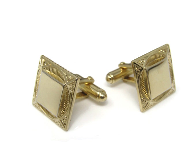 Fancy Square Men's Cufflinks: Vintage Gold Tone - Stand Out from the Crowd with Class