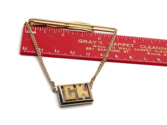 CK Initials Block Letters Monogram Tie Chain Gold… - image 4