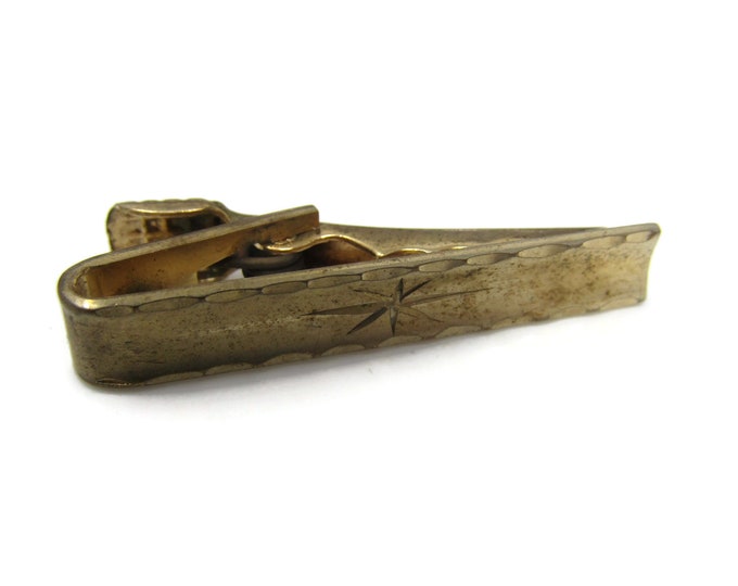 Star Center Tie Clip Tie Bar: Vintage Gold Tone - Stand Out from the Crowd with Class