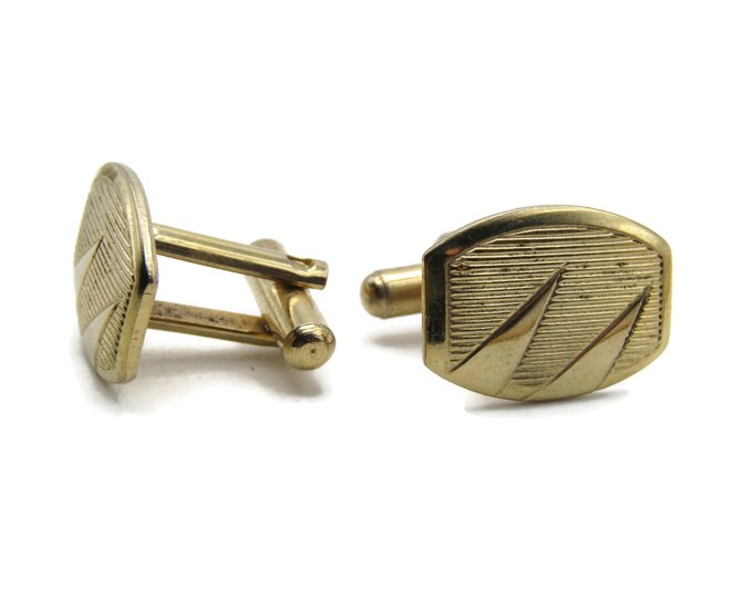 Lines And Triangle Shapes Cuff Links Men's Jewelry Gold Tone